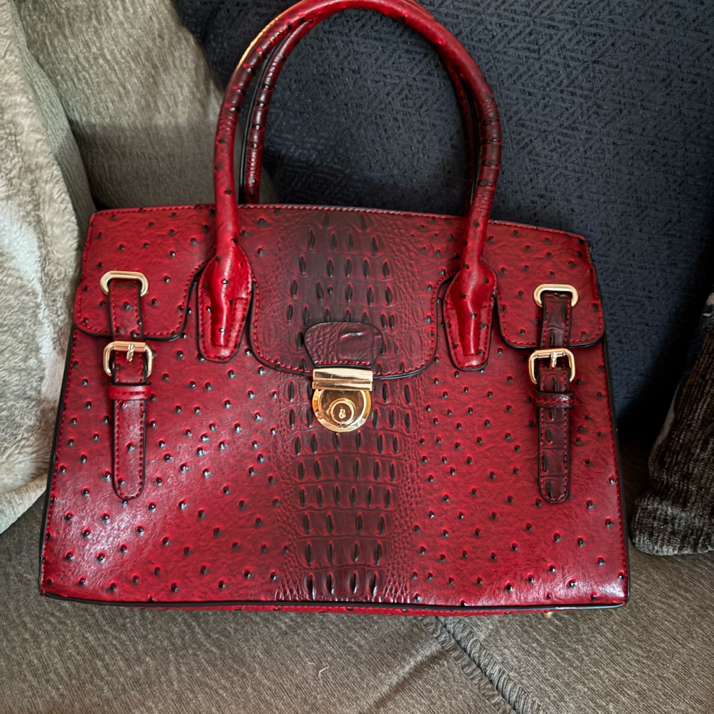 Timmy Woods Red And Brown Handbag